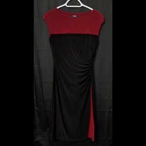 Chaps Boatneck Ruched Cap Sleeved Sheath Dress